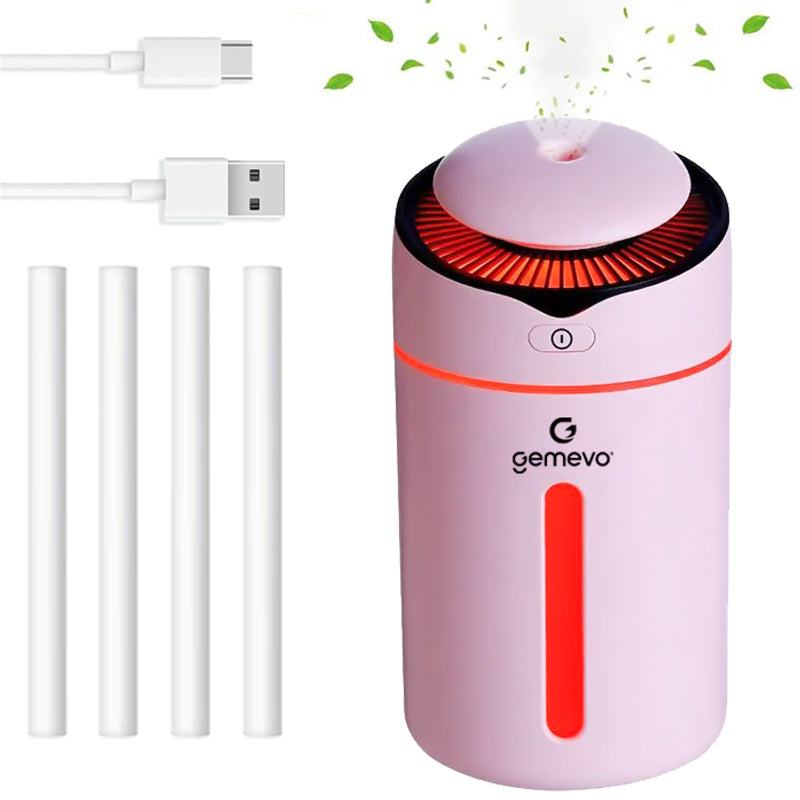 Umidificator de aer Ultrasonic Gemevo®, cu Difuzor aromaterapie, Roz