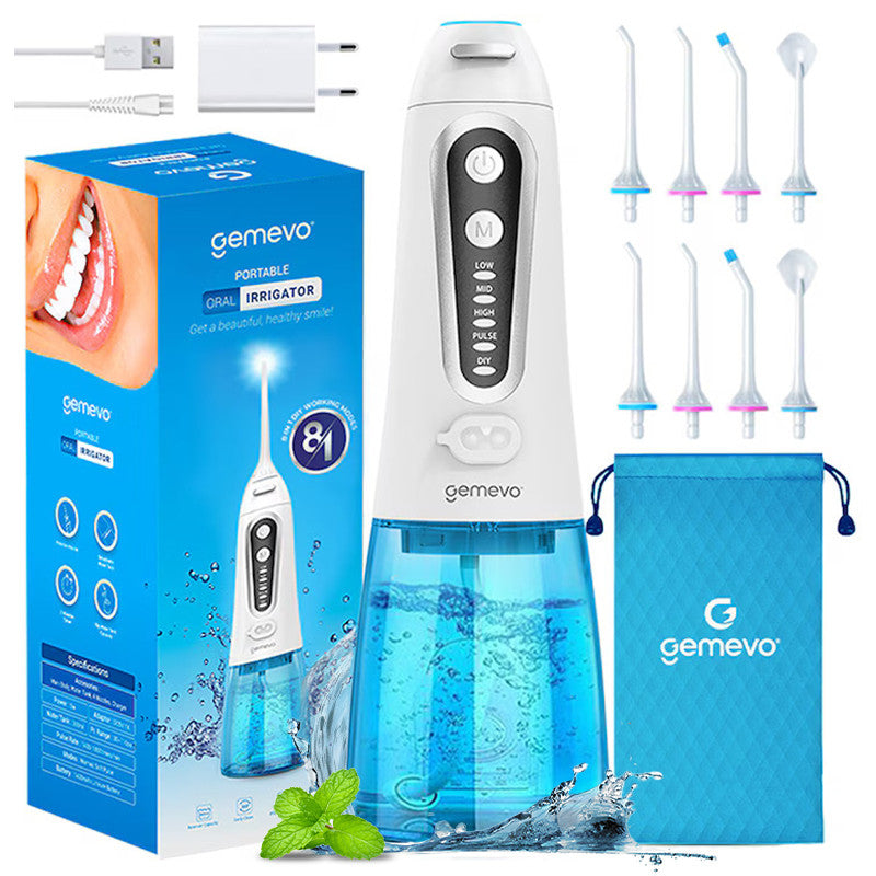 Irigator Oral Gemevo® Family, 5 Trepte de presiune, Alb/Albastru