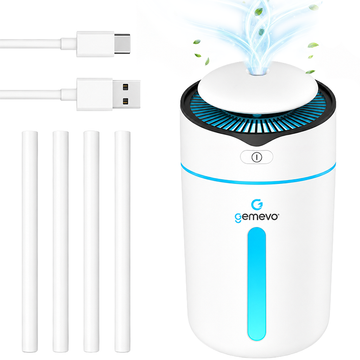 Umidificator de aer Ultrasonic Gemevo®, cu Difuzor aromaterapie, Alb