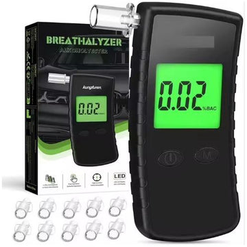 Alcool Tester Gemevo® ALCO SCAN, Etilotest Profesional Digital, Portabil, Display LCD, 6 Unitati de Masura, Functie Memorare, 10 Mustiucuri Incluse, Geanta Depozitare