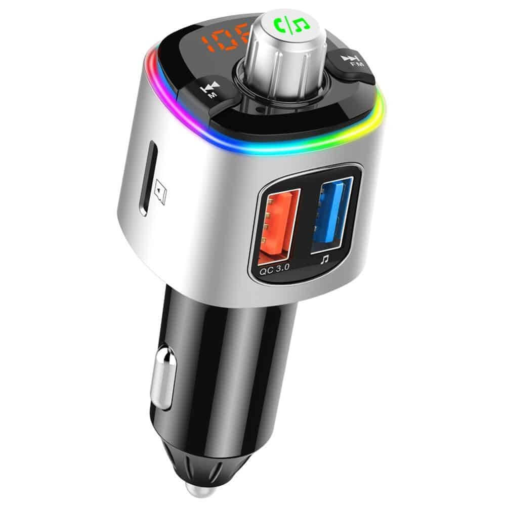 Modulator FM Gemevo® Bluetooth 5.0, Transmitator FM cu functie de incarcator auto quickcharge 3.0